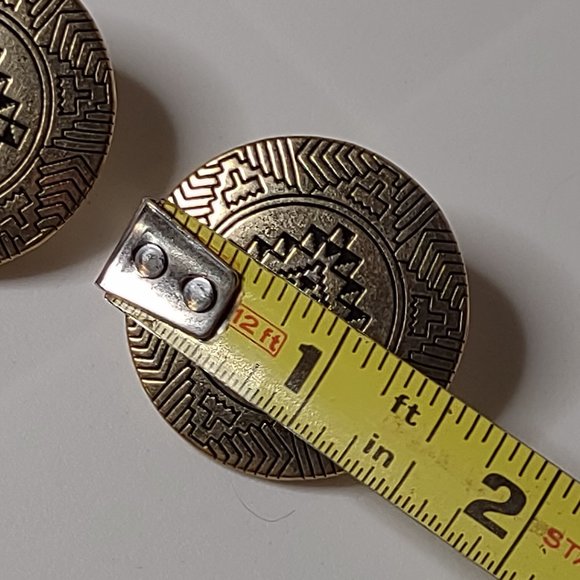 Large Round Decorative Metal Earrings - Picture 5 of 9